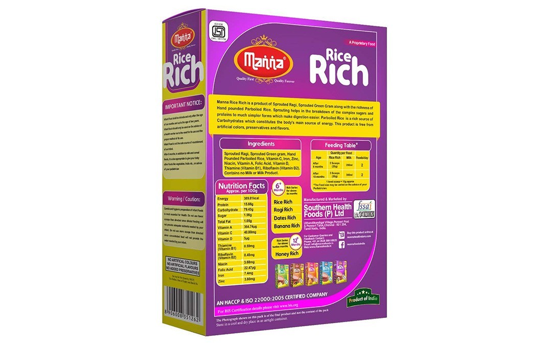 Manna Rice Rich, 6+ Months   Box  200 grams